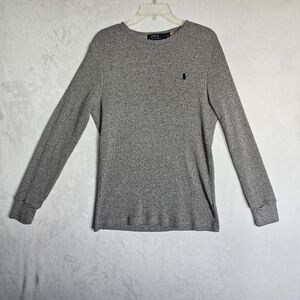 Polo Ralph Lauren Gray Waffle Knit Thermal Top Embroidered Pony Logo Men Size M